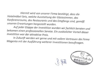 Referenzen von Hotel Frankenfloß GmbH & Co. KG